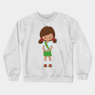 Girl Scout, Latina Girl, Cute Girl, Little Girl Crewneck Sweatshirt